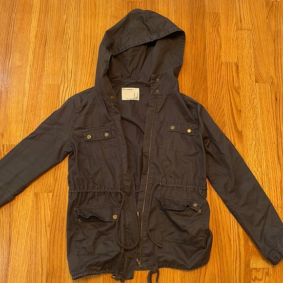Women's Forever21 Olive Gray-esque Utility Style Lightweight Jacket with Hood - Picture 1 of 14